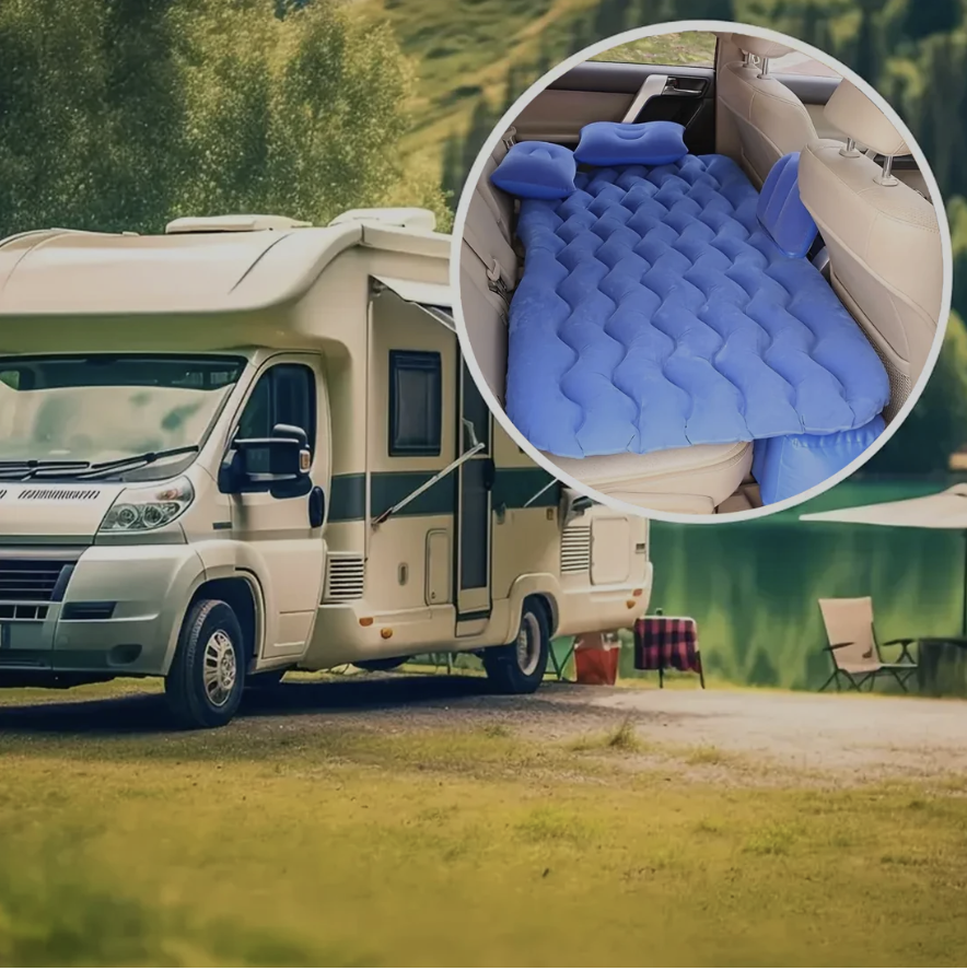 Inflatable Car Backseat Air Mattress – Portable Comfort with Pump & Pillows, Car Sofa