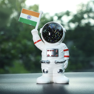 Solar Power Astronaut Ornament – Indian Flag Car Dashboard Décor