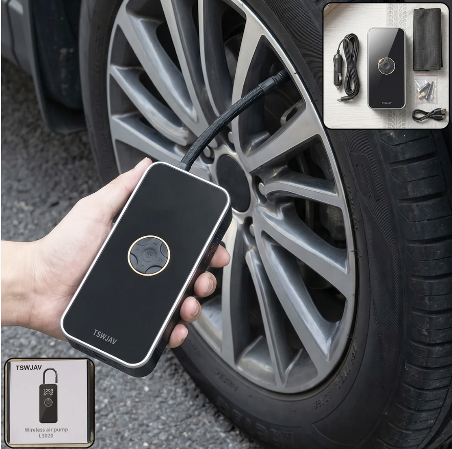 Portable Electric Car Tyre Pump – Wireless & Rechargeable for Easy Inflation
