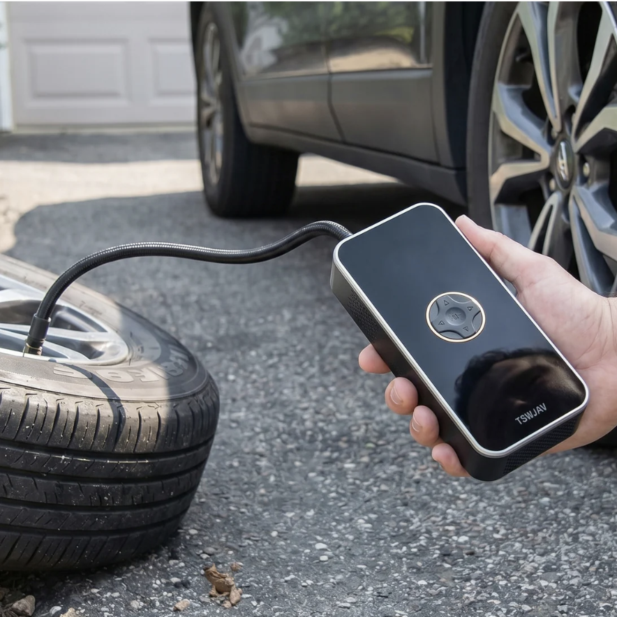 Portable Electric Car Tyre Pump – Wireless & Rechargeable for Easy Inflation