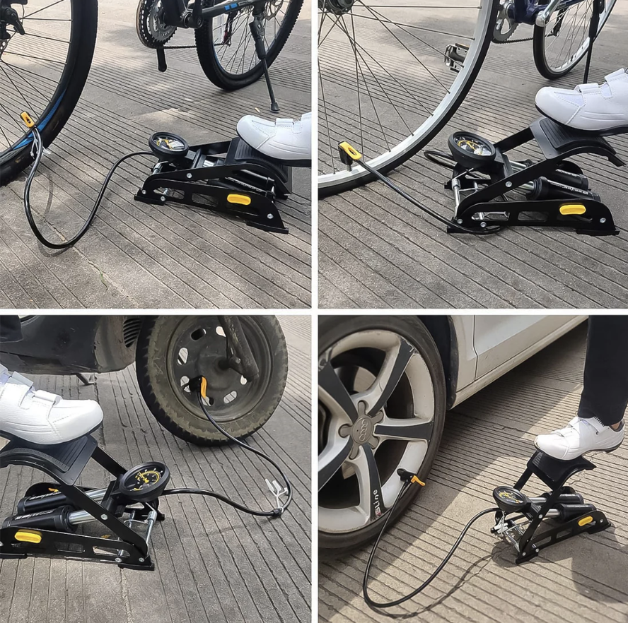 Foot Air Pump – Dual Cylinder, 150 PSI for Car & Bike | Carivox