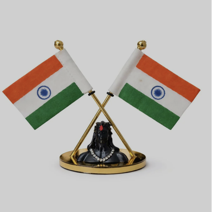 Car Dashboard Indian Flag & Shiva Idol Decor – Spiritual & Patriotic