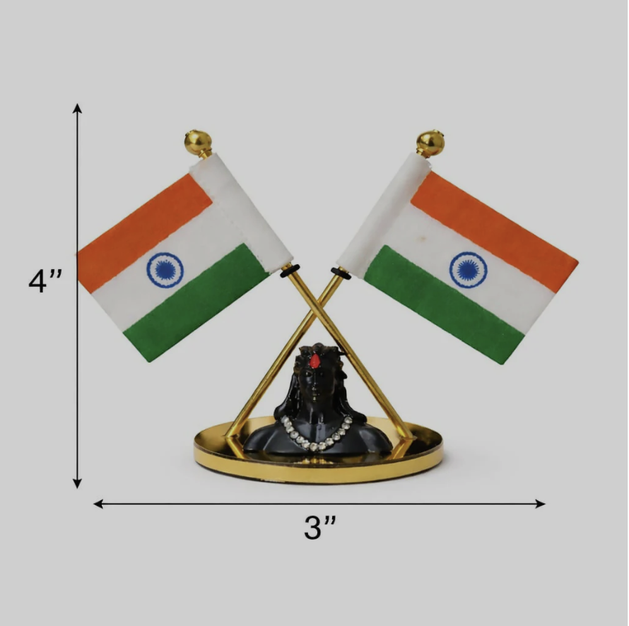 Car Dashboard Indian Flag & Shiva Idol Decor – Spiritual & Patriotic