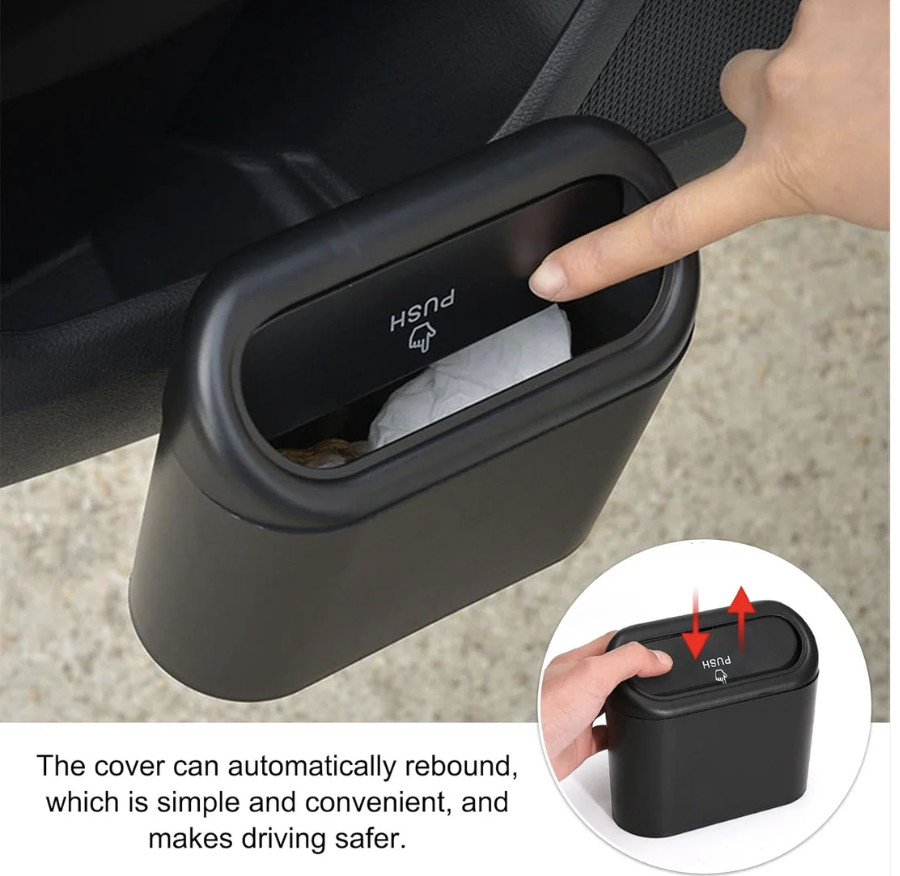 Mini Car Trash Can with Lid – Waterproof & Leak-Proof | Velvet Wheels