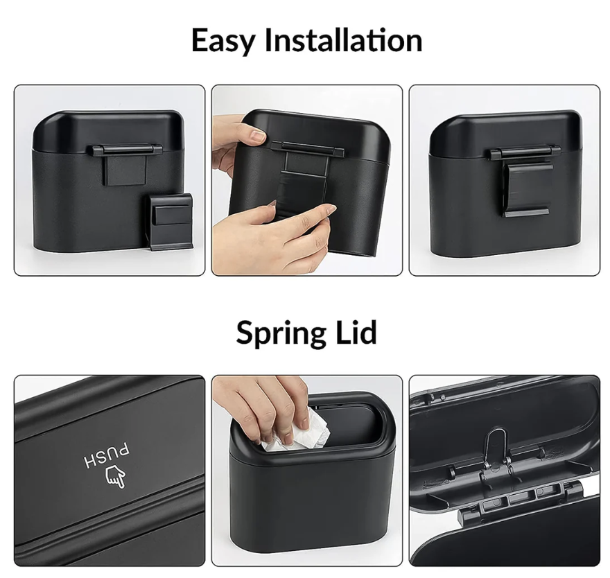 Mini Car Trash Can with Lid – Waterproof & Leak-Proof | Velvet Wheels