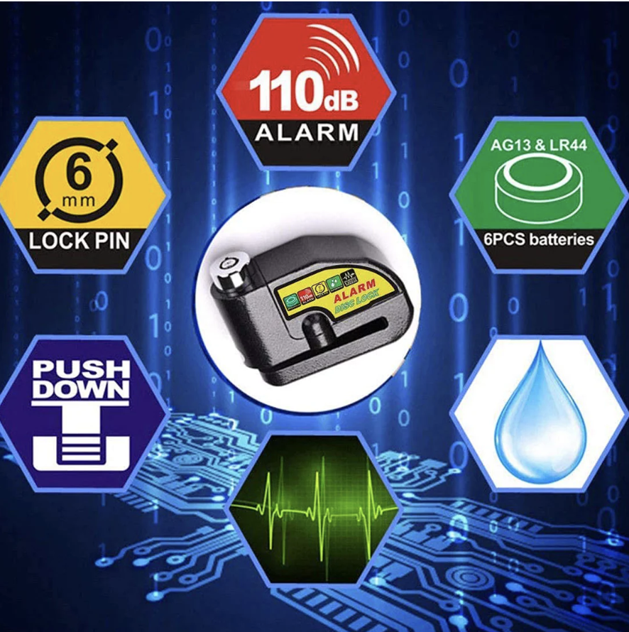 Alarm Disc Lock – Motorbike Anti-Theft with 110dB Siren