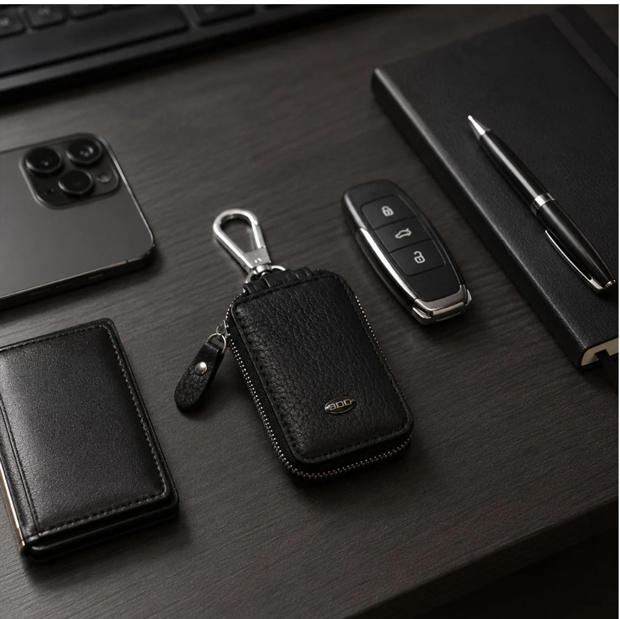 Car Key Case – Durable PU Leather with Zipper & Clip - Image 2