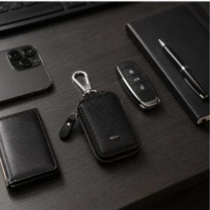 Car Key Case – Durable PU Leather with Zipper & Clip