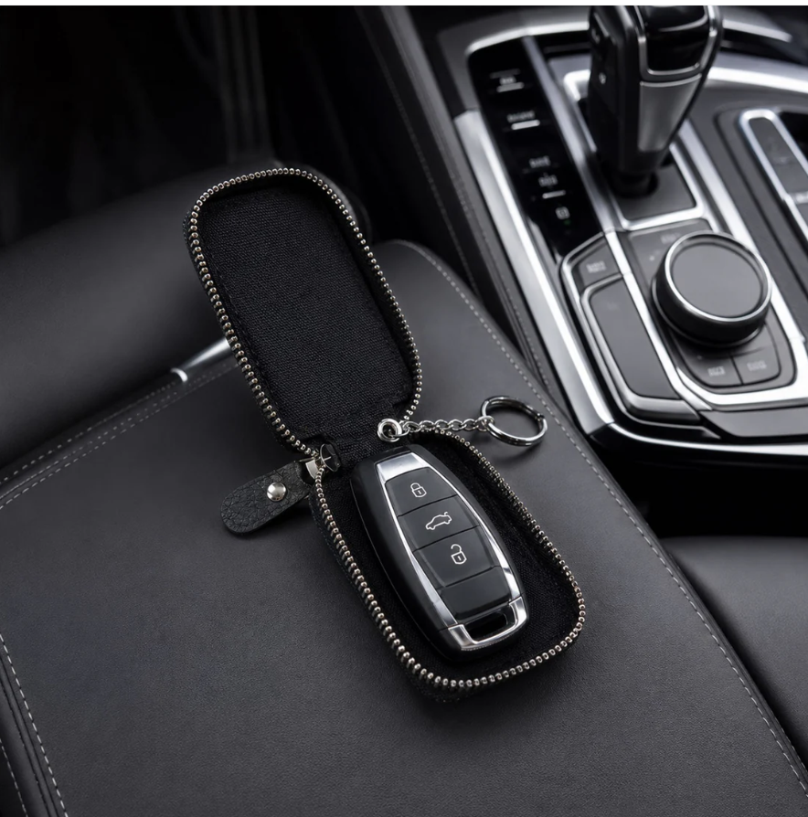 Car Key Case – Durable PU Leather with Zipper & Clip