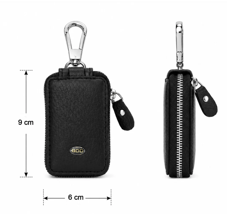 Car Key Case – Durable PU Leather with Zipper & Clip