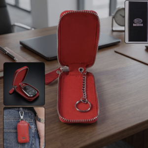 Leather Car Key Case – Smart Key Holder with Snap Hook