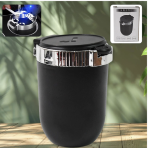 Portable Car Ashtray – Smokeless LED, Durable ABS | Velvet Wheels