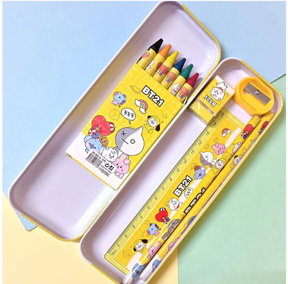 Stationery Kit for Kids – 12 Pc Metal Pencil Box Set | ScribbleJoy - Image 4