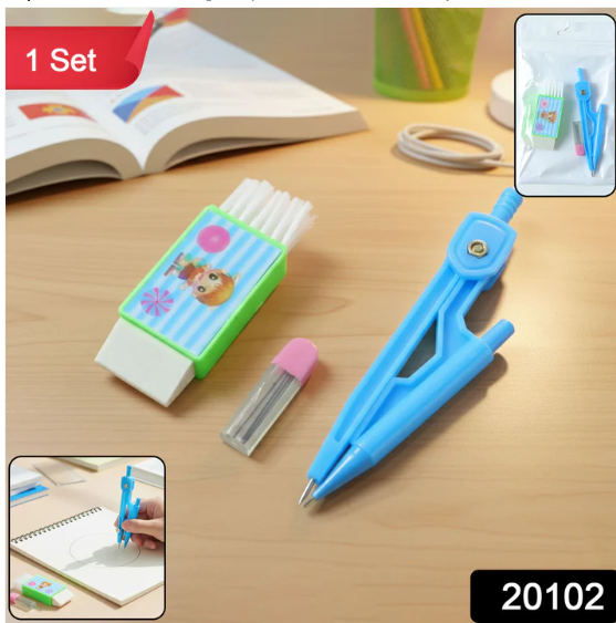 Kids Drawing Compass Set – Precise Geometry Tool with Eraser - Image 2