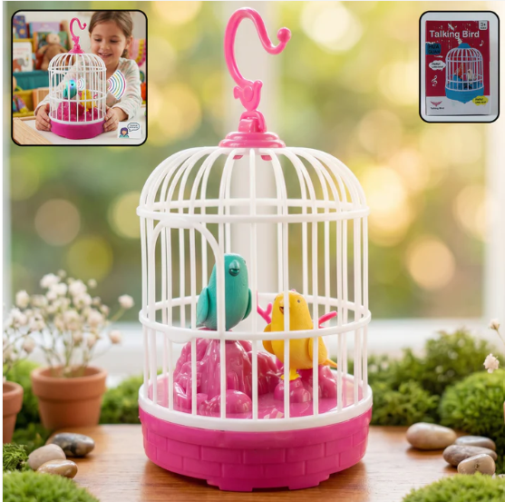 Kids Talking Bird Cage Toy – Interactive Sound & Repeats Fun
