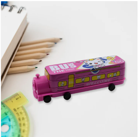 Metal Bus Pencil Case – Double Decker with Sharpener | Deskrova - Image 3