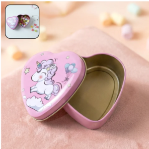 Heart Shaped Unicorn Storage Box – Durable Multipurpose Metal Tin