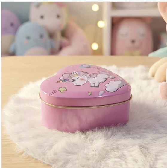 Heart Shaped Unicorn Storage Box – Durable Multipurpose Metal Tin - Image 3
