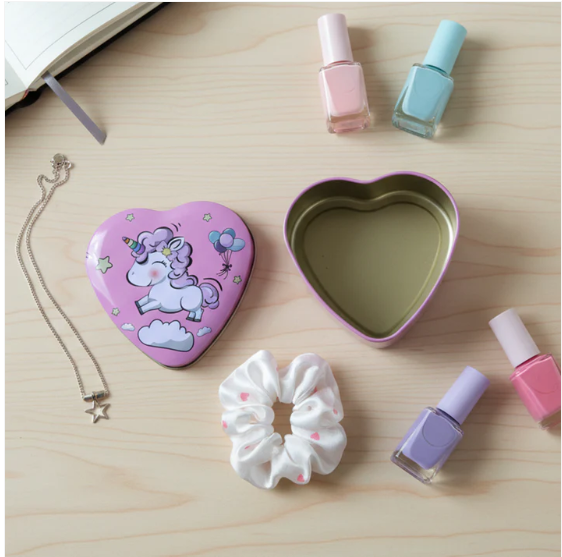 Heart Shaped Unicorn Storage Box – Durable Multipurpose Metal Tin - Image 4