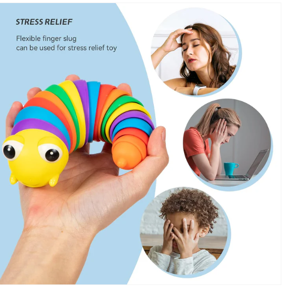 Rainbow Slug Fidget Toy – Stress Relief & Sensory Play | Little Learners - Image 3