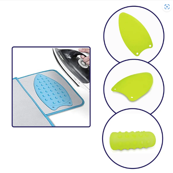 Key features Superior Heat Resistance: Withstands temperatures up to 230°C, providing an effective barrier against burns and scorch marks on garments and surfaces. Premium Food-Grade Silicone: Crafted from high-quality, flexible, and eco-friendly silicone, ensuring durability, longevity, and safe contact with various items. Non-Slip Design: The textured surface keeps your iron securely in place, preventing accidental slips and enhancing safety during use. Compact & Portable: Measuring 26.5 x 14 x 0.7 cm, it's perfectly sized for small spaces, travel, or quick touch-ups, and includes a convenient hanging hole for easy storage. Easy Maintenance: Effortlessly wipes clean with a damp cloth and is completely dishwasher safe, making post-ironing cleanup a breeze. Versatile Use: Ideal for protecting surfaces during ironing, but also perfect as a mat for hot styling tools, craft projects, or as a reliable trivet for hot dishes. Materials & care Materials: Made from high-quality, food-grade silicone, ensuring excellent heat resistance and flexibility. Care Instructions: Simply wipe clean with a damp cloth or place in the dishwasher for a thorough wash. This **Heat Resistant Silicone Iron Mat** can be easily rolled or folded for compact storage when not in use, maintaining its shape and protective qualities.