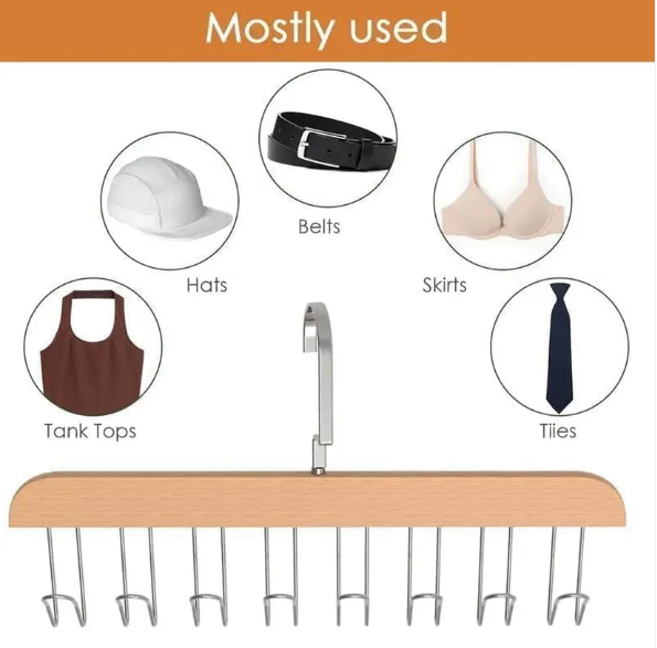 Space Saving Hanger – 8-Hook Lotus Wood Closet Organizer | Organivo