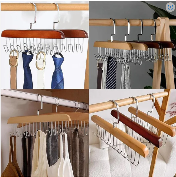 Space Saving Hanger – 8-Hook Lotus Wood Closet Organizer | Organivo