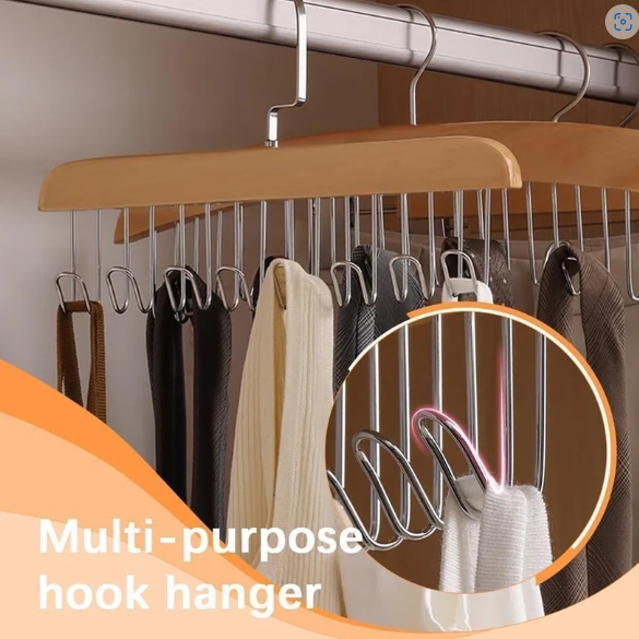 Space Saving Hanger – 8-Hook Lotus Wood Closet Organizer | Organivo
