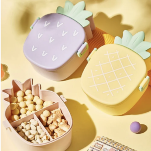 Kids Bento Lunch Box – Pineapple Design with Fork & Spoon | Lunchie Bunchie