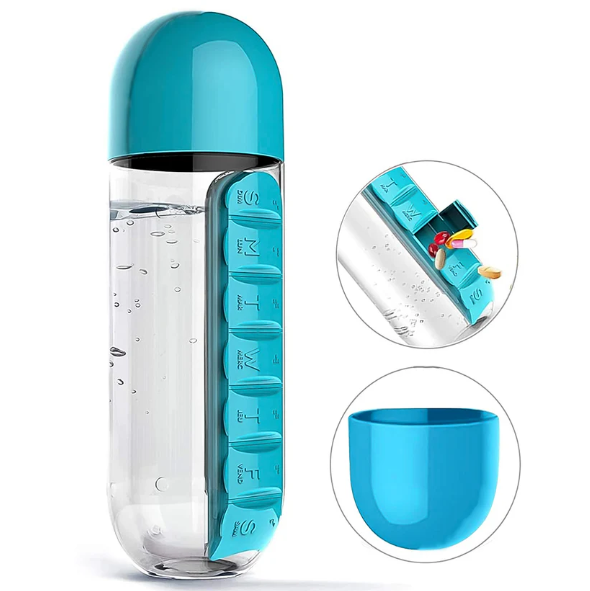 Pill Organizer Water Bottle 600ml – Travel Friendly | Own Hydrate