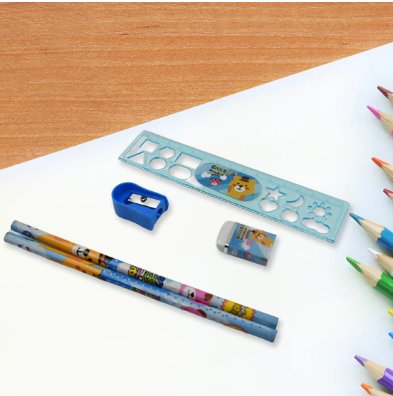 Kids Stationery Kit – 6-Piece Cartoon Set for School | TinyTrendy - Image 4