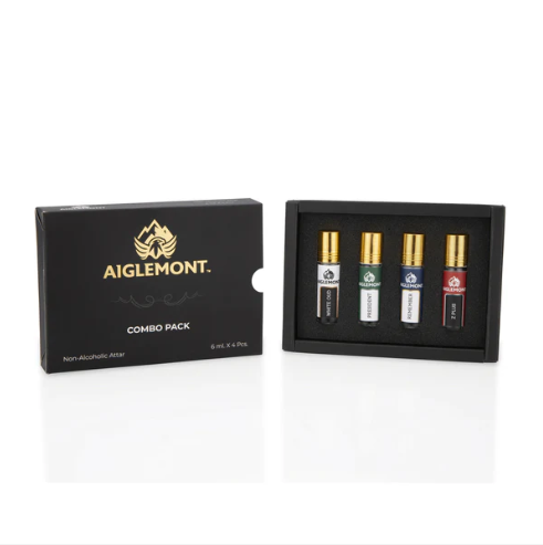 Non-Alcoholic Roll-On Attar Perfume Combo Set – Long Lasting 4 Fragrances