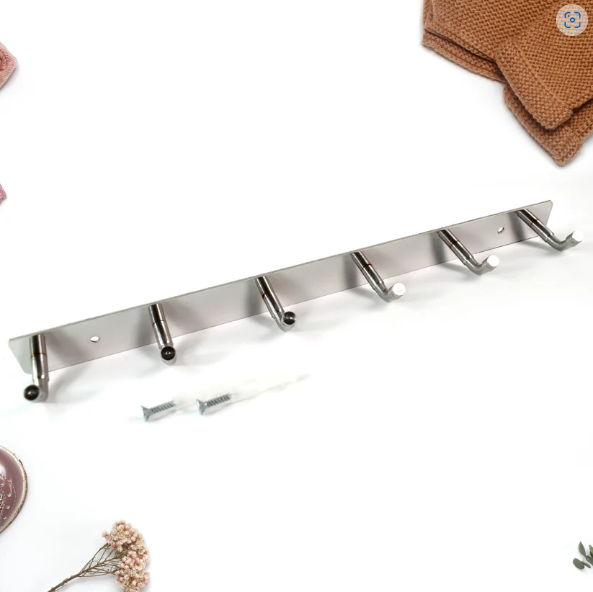 Stainless Steel Coat Rack 6-Hook – Durable & Rust-Resistant