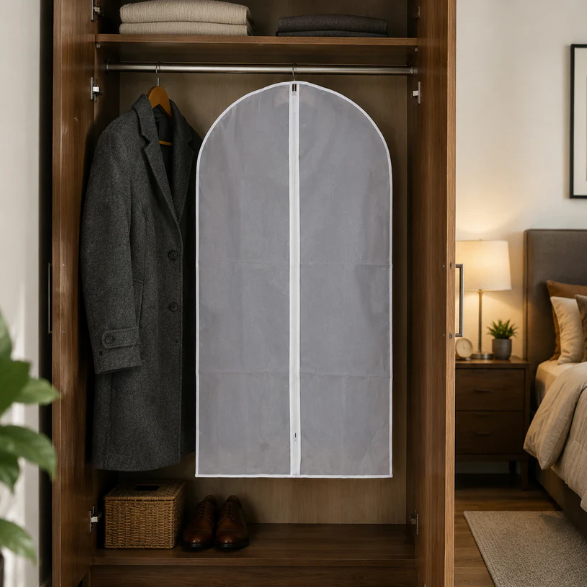 Foldable Suit Cover – Space-Saving Non-Woven Clothes Protection