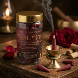 Real Rose Dhoop Cones – Natural, Long-Lasting Fragrance for Meditation