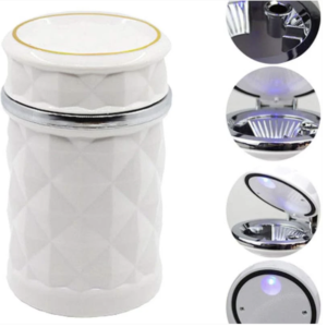 Car Cupholder Ashtray – LED Light, Lid & Portable Bin | Velvet Wheels