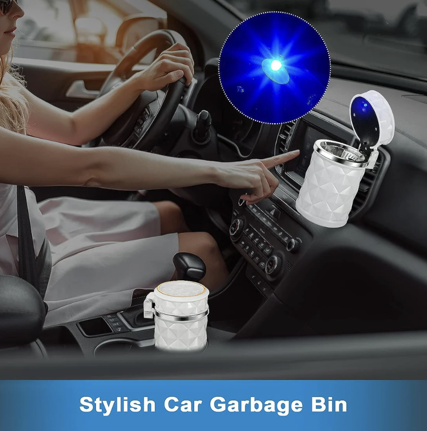 Car Cupholder Ashtray – LED Light, Lid & Portable Bin | Velvet Wheels - Image 4