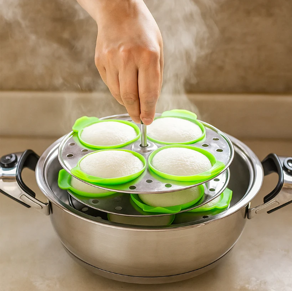 Silicone Idli Maker Cups – Non-Stick Food-Grade Moulds (4 Pcs)