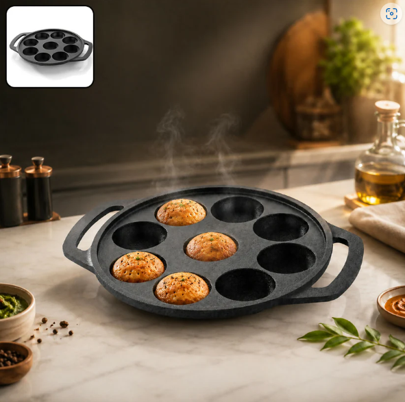 Cast Iron Appam Patra – Perfect for Traditional Indian Snacks