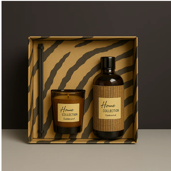 Sandalwood Scented Candle & Diffuser – Relaxing Aromatherapy Gift Set - Image 2