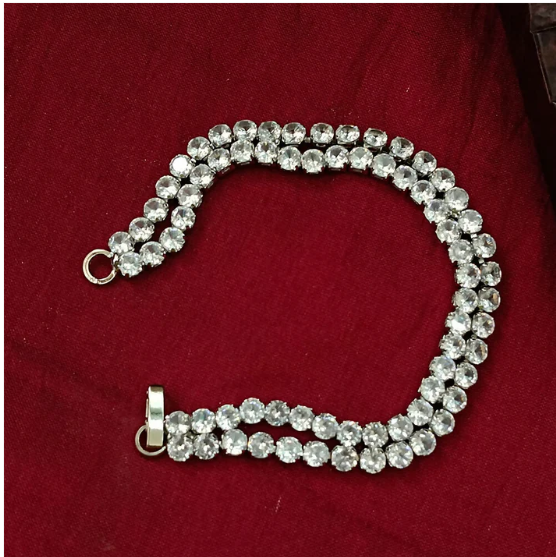 Ad Stone Double Line Silver Plated Bracelet – Elegant Sparkle - Image 2