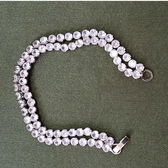 Ad Stone Double Line Silver Plated Bracelet – Elegant Sparkle - Image 3