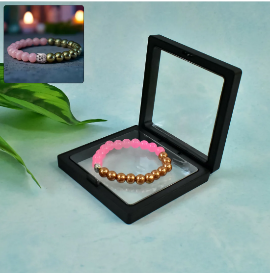 Dual-Tone Pink Gold Beaded Bracelet – Elegant & Comfortable Fit - Image 2