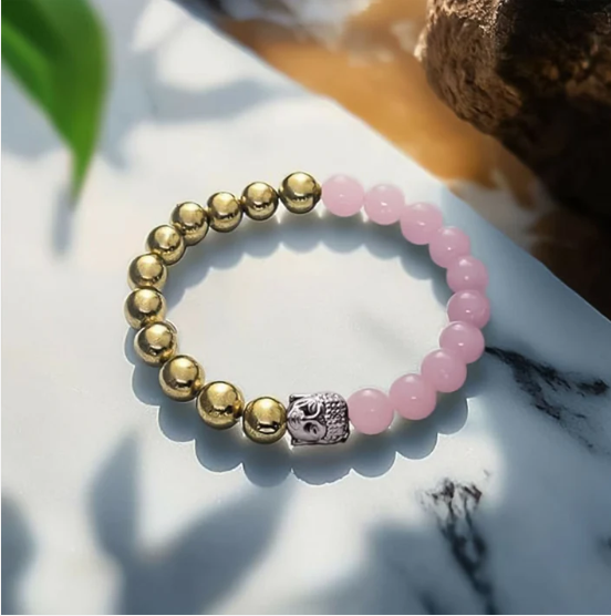 Dual-Tone Pink Gold Beaded Bracelet – Elegant & Comfortable Fit - Image 3