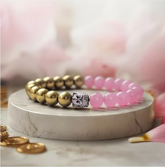 Dual-Tone Pink Gold Beaded Bracelet – Elegant & Comfortable Fit - Image 4