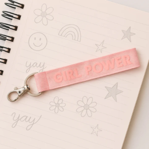 Girl Power Fabric Ribbon Keychain – Motivational & Durable Accessory