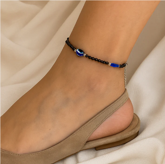 Evil Eye Bracelet Set – Adjustable Black Beads for Protection - Image 3