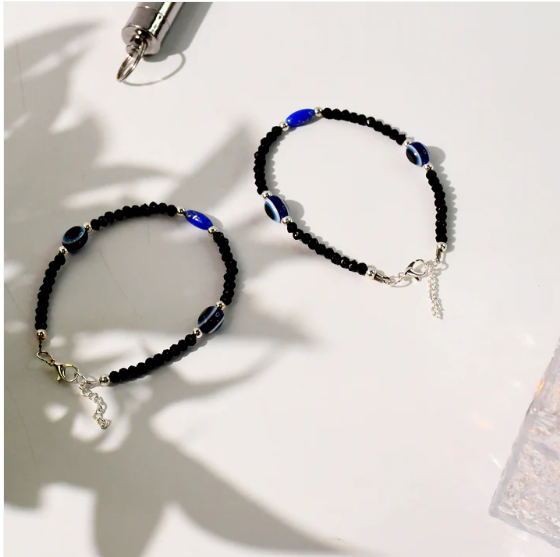 Evil Eye Bracelet Set – Adjustable Black Beads for Protection - Image 4