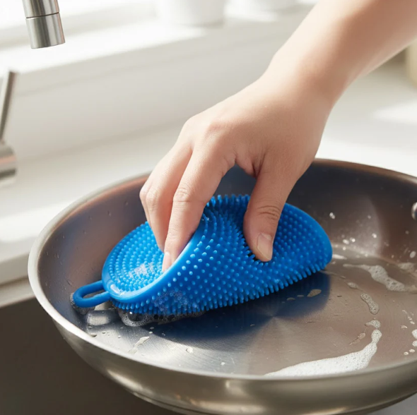 Silicone Dish Scrubber – Mildew-Free & Non-Stick | Velvet Wipe