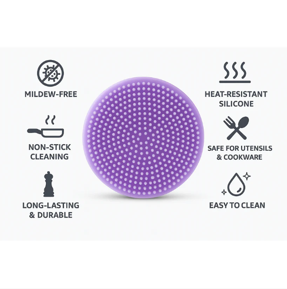 Silicone Dish Scrubber – Mildew-Free & Non-Stick | Velvet Wipe